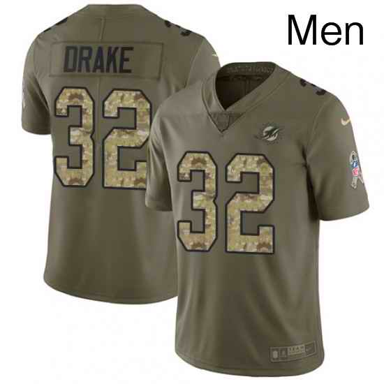 Mens Nike Miami Dolphins 32 Kenyan Drake Limited OliveCamo 2017 Salute to Service NFL Jersey